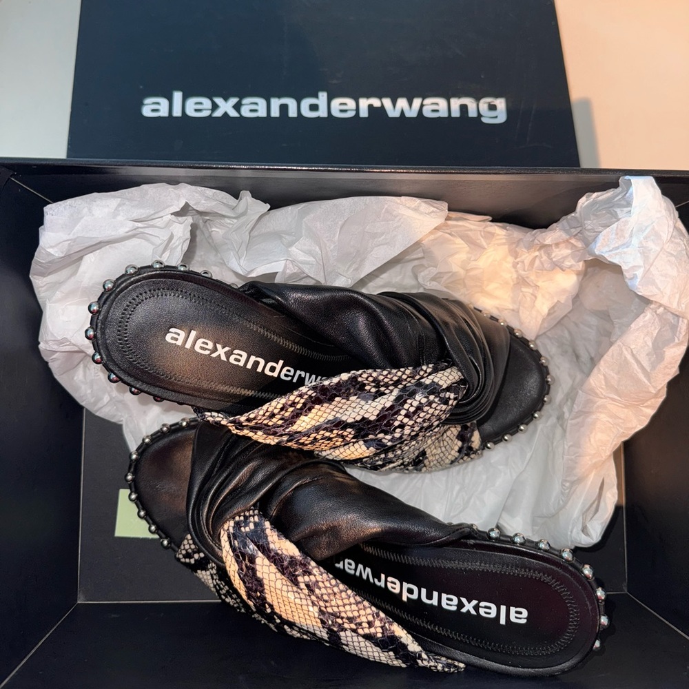 Alexander Wang Lily Nappa/Snake Mule Heels